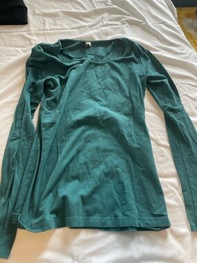 Divided Long Sleeve Tee in Teal Green